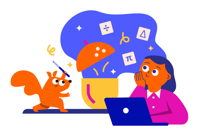 The Tupai squirrel guiding a student through a concept